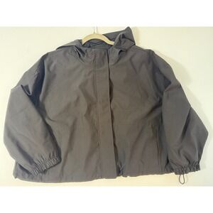 Old Navy Active Cropped Windbreaker XXL Black Water-Resistant Hooded Jacket